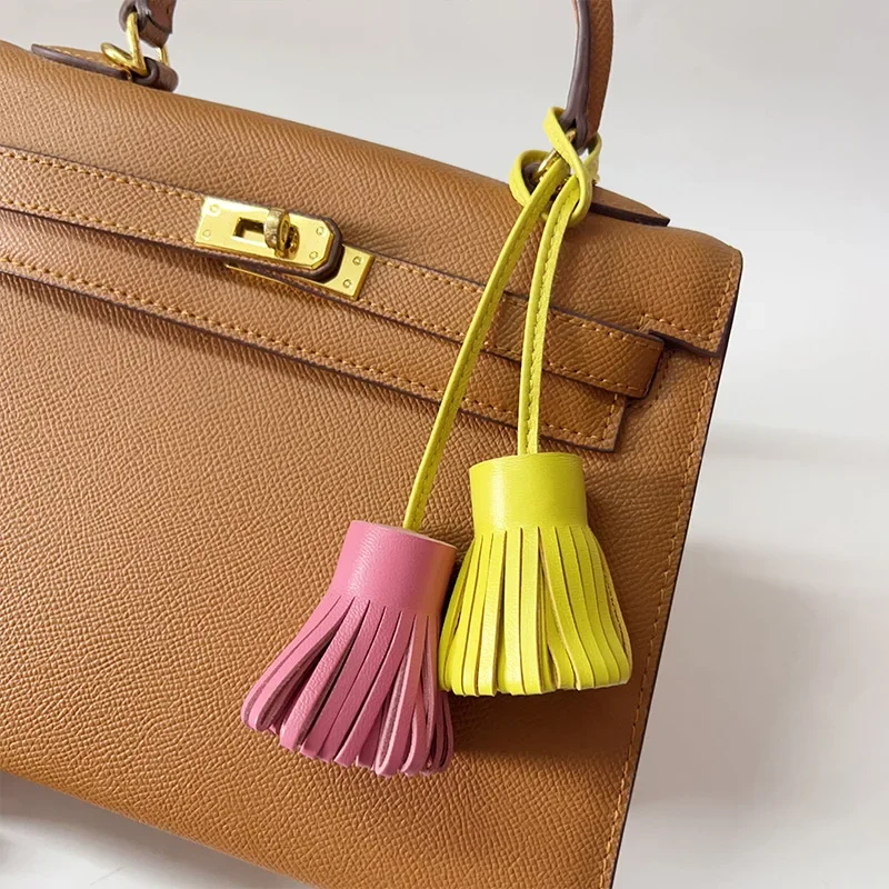 

Fashion Real Leather Tassel Fringe Keychain Key Chain Women Bag Charm Backpack Pendant Holders Ornament handtaschen gurt