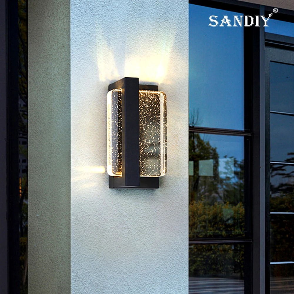 Outdoor Waterproof Wall Lamps Simple Modern Villa Garden Lamps Decorative Garden Hotel Exterior Corridor Aisle Crystal Lamps