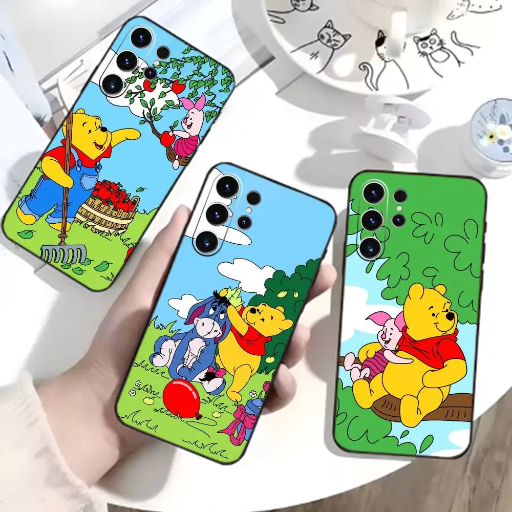 Cartoon-Q-Winnie the Pooh Phone Case For Samsung S26,S25,S24,S23,S22,S21,S20,Plus,Fe,Lite,Others Black Cover