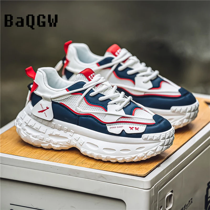 

Men Casual Sports Shoes Platform Skateboard Fashion Summer Outdoor Running Tennis Shoes Lace Up Chunky Sneakers Size 39-44