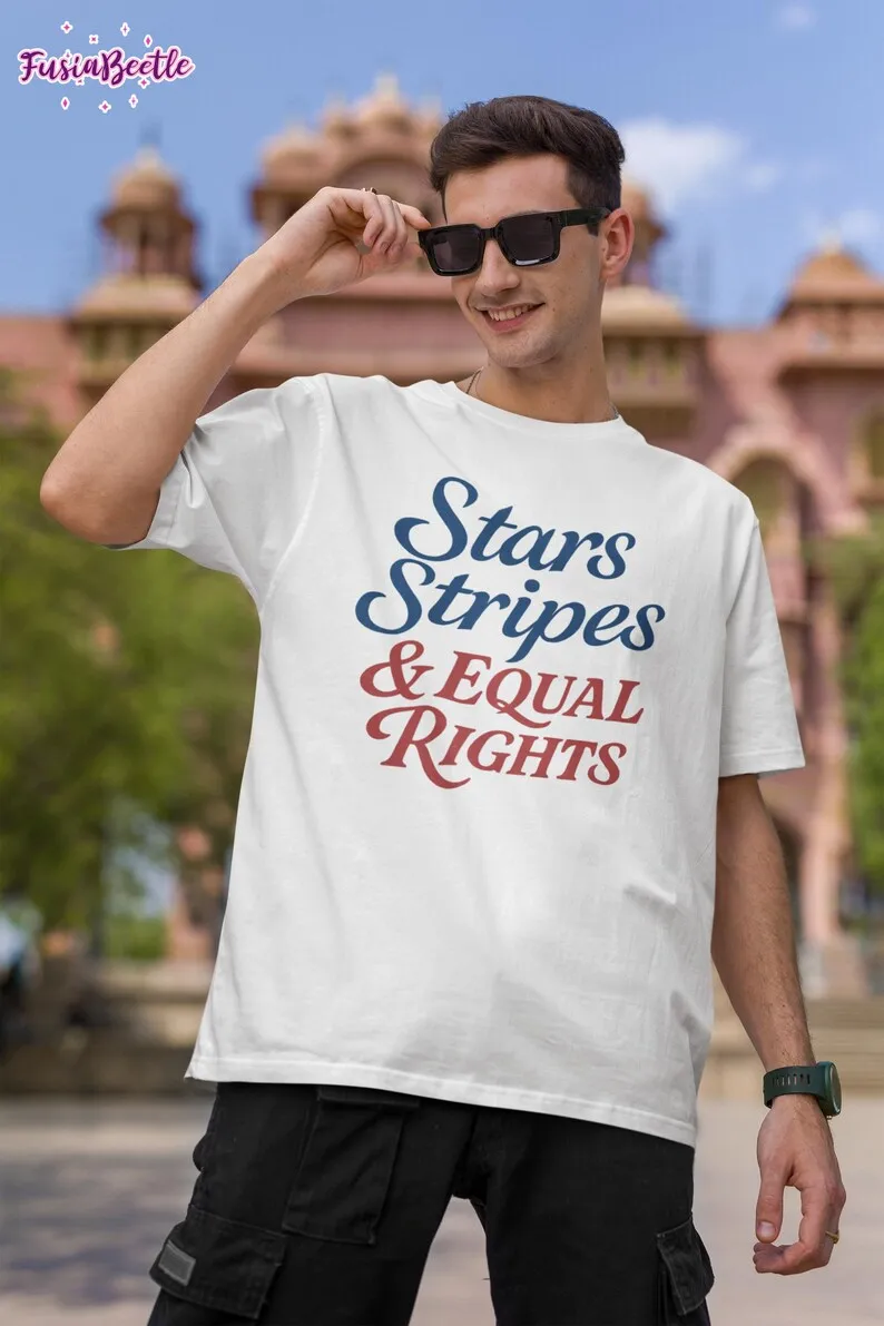 قميص Stars Stripes Equal Rights - تي شيرت فخر وطني الرابع من يوليو، قميص نسوي، تي شيرت برسومات المساواة، قميص شامل للولايات المتحدة الأمريكية للجميع #4