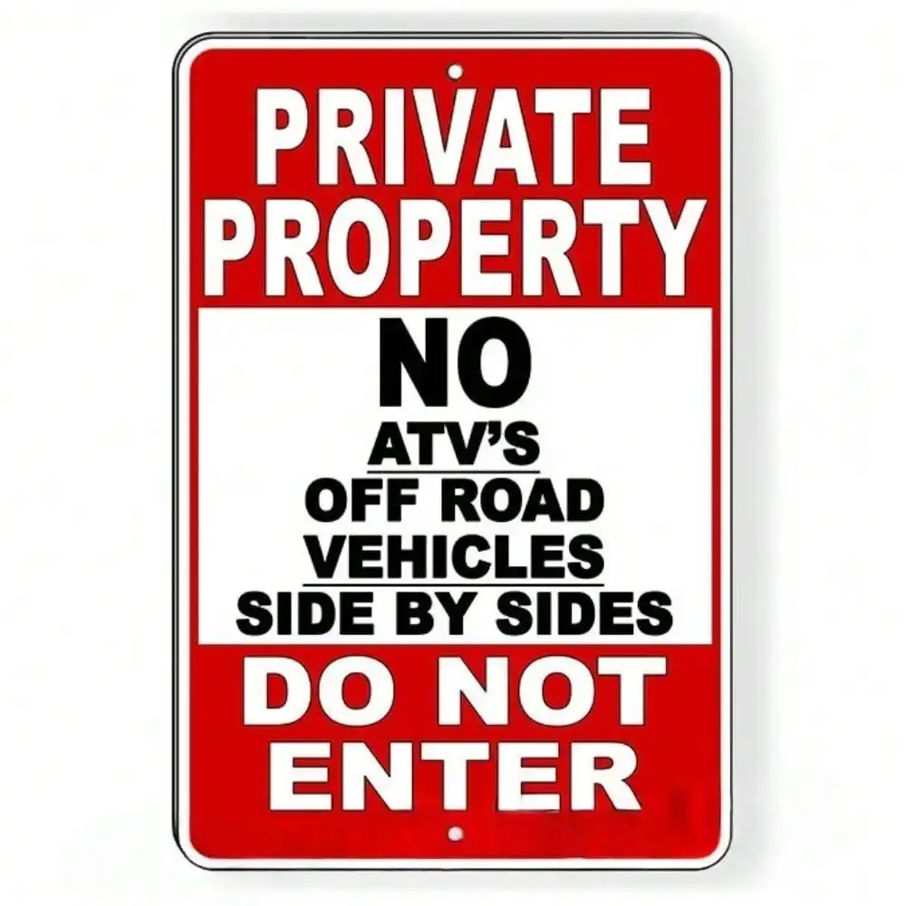لافتة منطقة Veto No ATV - بناء معدني قوي، إشعار صارم "Keep Out"، مثالي للمناطق الخاصة والبساتين والمسارات