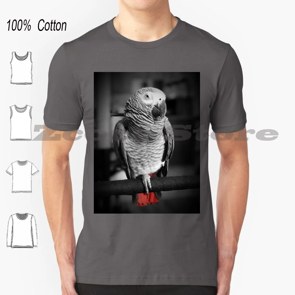 

Серая футболка с попугаем, 100% хлопок, удобная, высококачественная, серая, с попугаем, белым, красным пером, хвостом