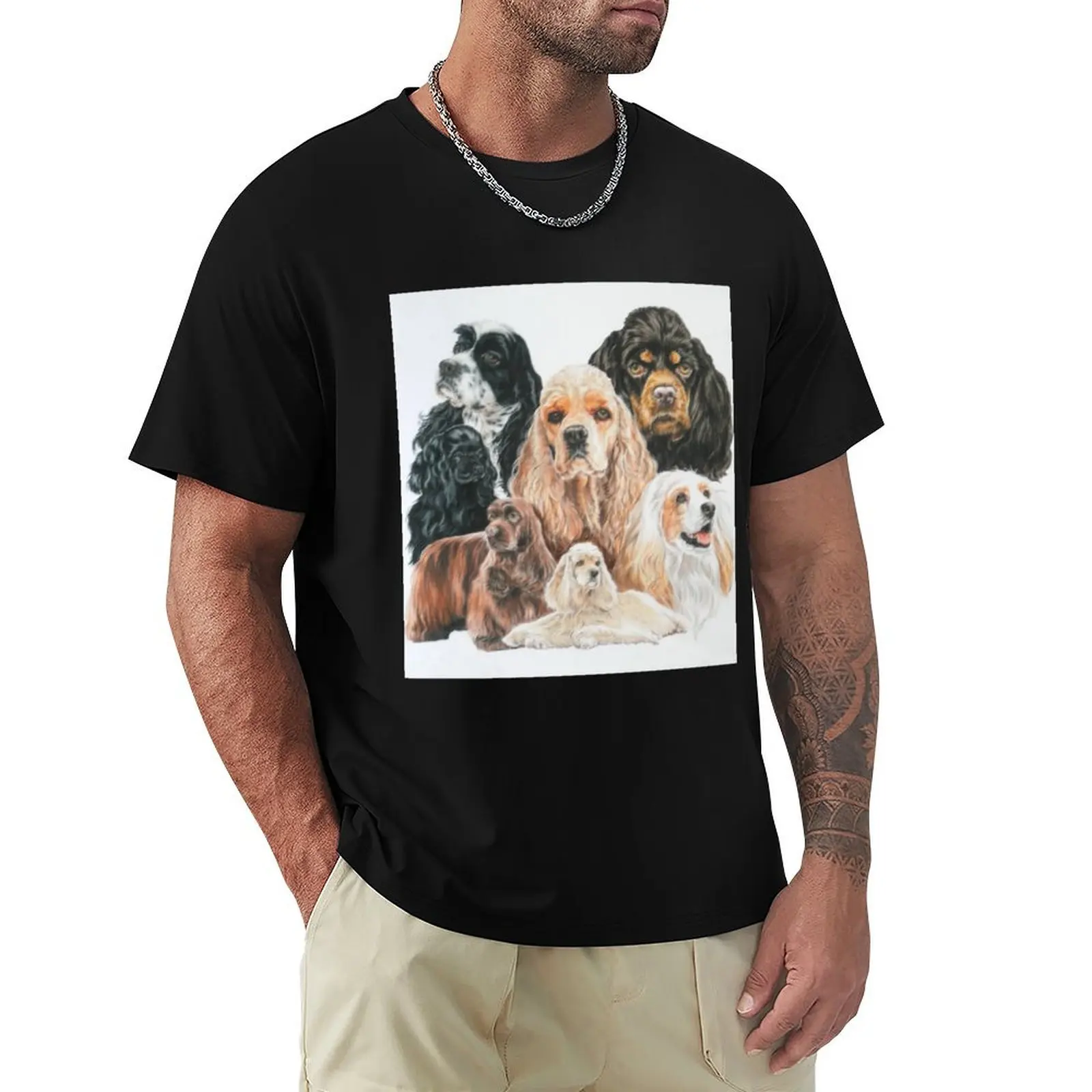 American Cocker Spaniel Montage T-Shirt Soft Stretch Short Sleeve Top