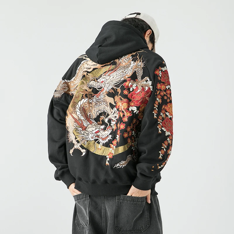 Yokosuka Chinese Style Heavy Industry Dragon Embroidery Men's Hoodie Hooded Jacket Youth Trendy Personalized Autumn Jacket