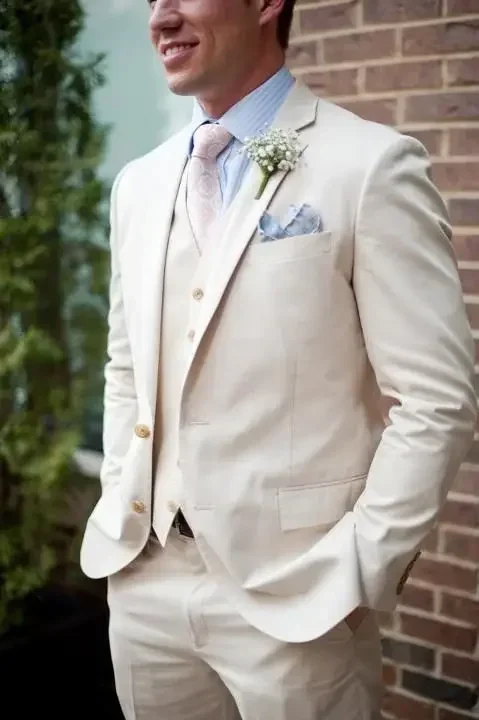 3 Pcs Wedding Suits For Groomsmen Slim Fit Groom Tuxedo Latest Design Custom Prom Party Blazer (Jacket + Vest + Pants) image 3