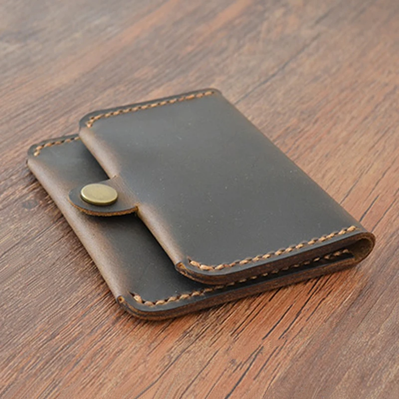 

Handmade Genuine Leather Credit Card Holder slim men Business Card Case Wallet Leather Coin Bag women Purse small wallet