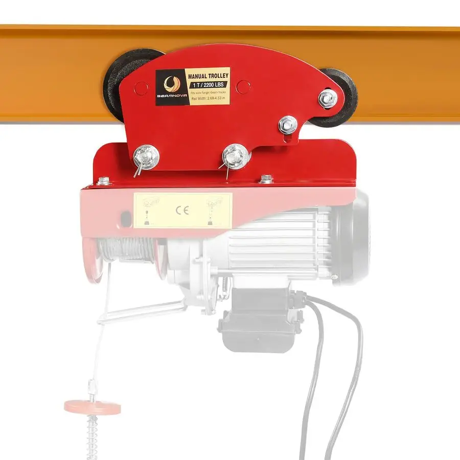

Manual Trolley for IBeam 1 Ton Push Geared Overhead for PA600 PA700 PA800 PA900 PA1000 Electric Hoist with Heavy Duty 6 Wheels,