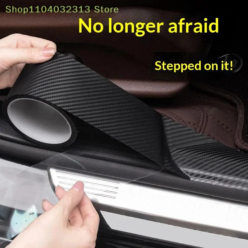 petite3D Transparent Carbon Fiber Car Door Protector Tape Anti-Scratch Tear Resistant 1 Roll for Auto Bumper Sill Edge Guard