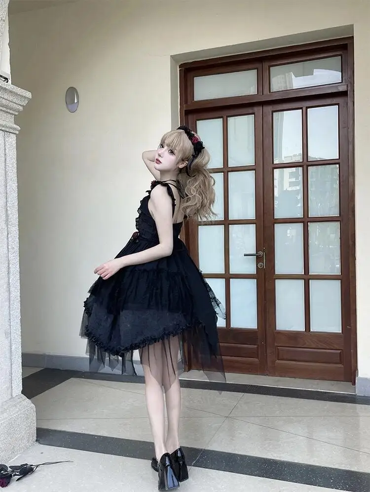 Cold Feeling Wandering Style Lolita JSK Girl Dark Retro Gothic Dress Advanced