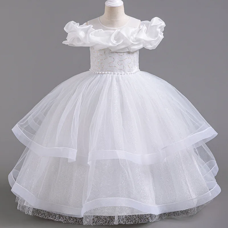 Elegant girl party dress suitable for girls 8-12 years old girl dress girls shoulder shoulder-shoulder chiefs, masters
