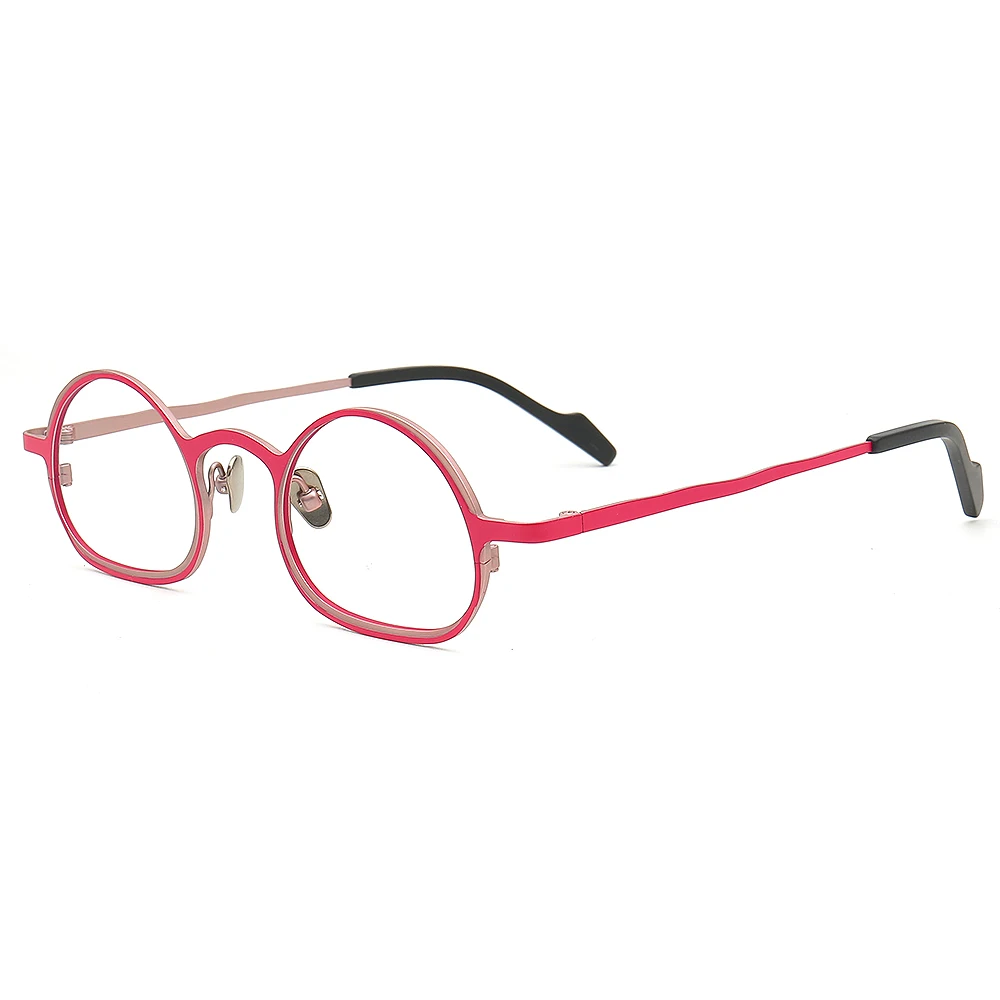 Vintage Round Titanium Eyeglasses Frames Women Pink Optical Glasses Frames Men Prescription Green Spectacles Nerd Eyewear