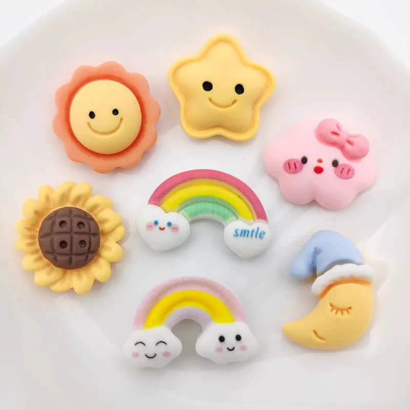 

20Pcs Cute Cartoon Sun Rainbow Moon Stars Resin Patch Accessories DIY Earring Hair Clip Making Supplies Jewelry Decor Materials