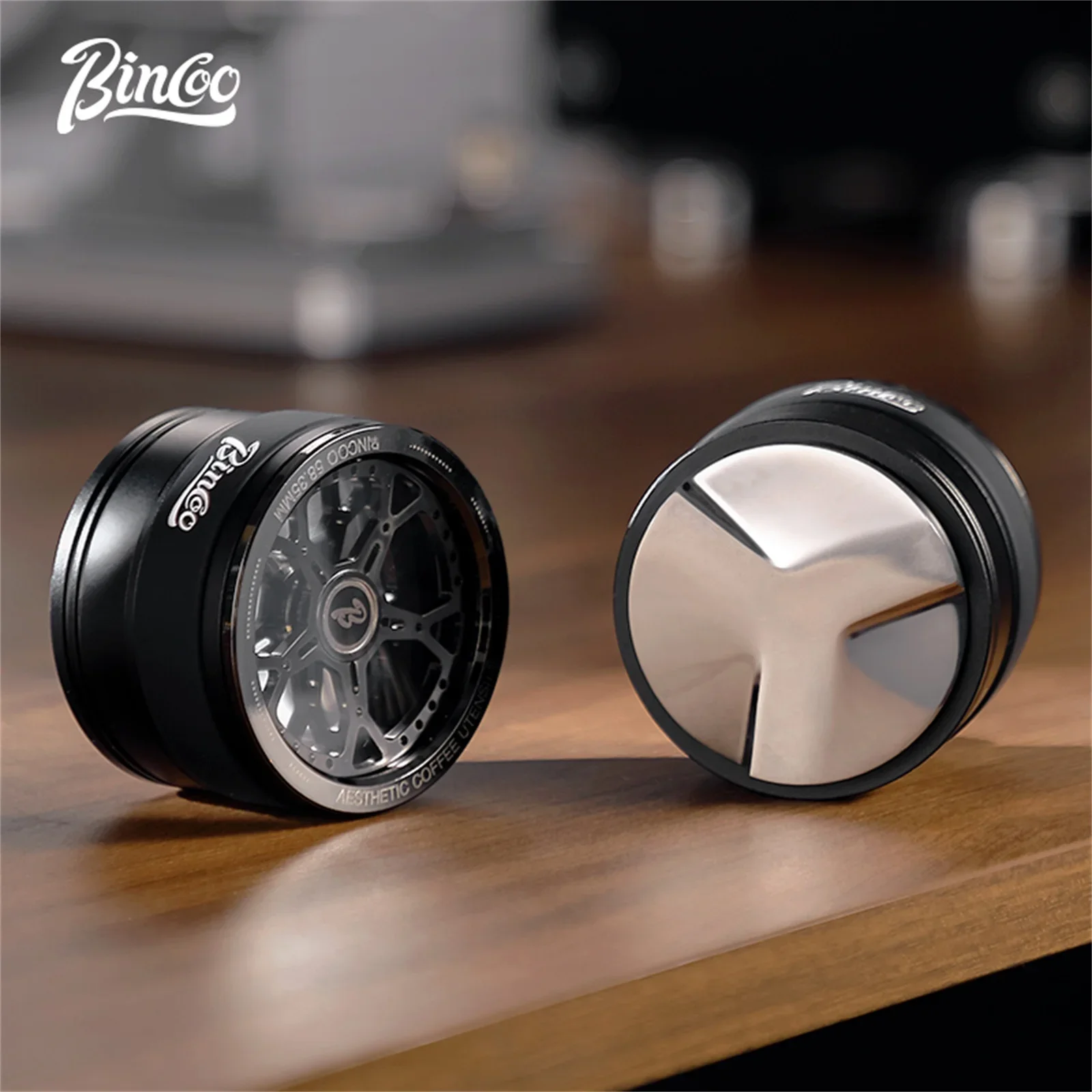 Bincoo 58mm Portafilter Leveler Gravity Auto-Adjust Design Solid Aluminum Body with Stainless Steel Blades Coffee Tool view 2