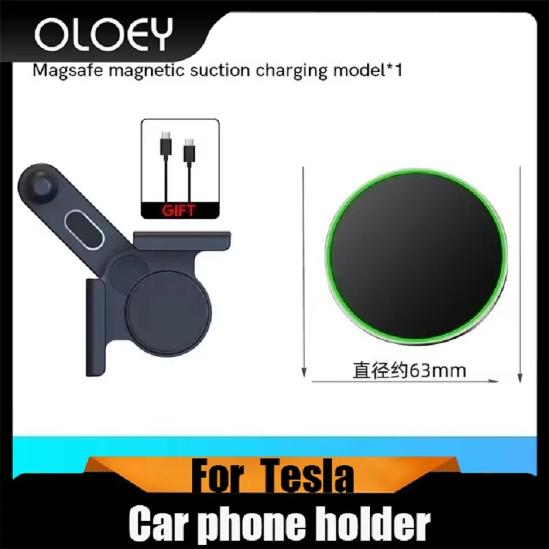 

Car Phone Mount holder 15W magnetic MagSafe wireless charger for Tesla new Model 3 Highland 2024 y x s BYD Atto 3 accessories