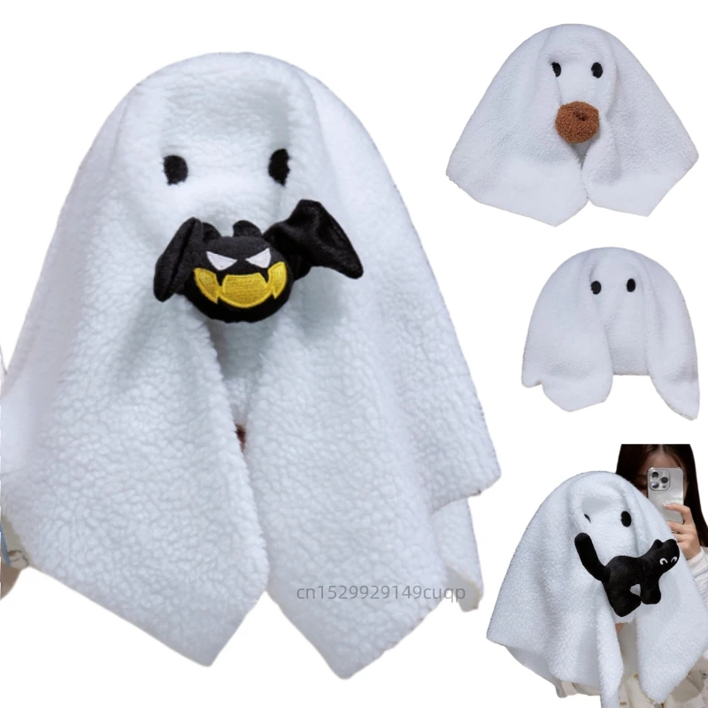 

45cm Cartoon Halloween Ghost Plush Doll Pillow Pumpkin Cat Bat Towel Ghost Plush Toy Home Decoration Halloween Gift For Children