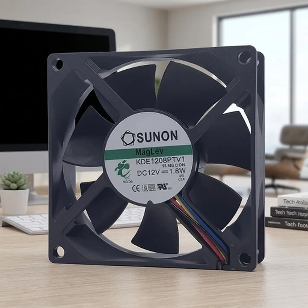 For SUNON KDE1208PTV1 8025 DC12V 1.6W 8CM 4-Wire Silent Cooling Fan