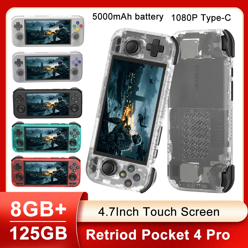 

Retroid Pocket 4Pro Android Handheld Game Console 8G+128GB Handhelds Retro Player WiFi 6.0 BT 5.2 Retro Video Games Player
