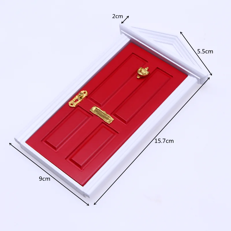 Mini Wooden Elf Door Miniature Simulation Furniture Model Fairy Door Can Opening With Accessories Kids Garden Scenes Decoration