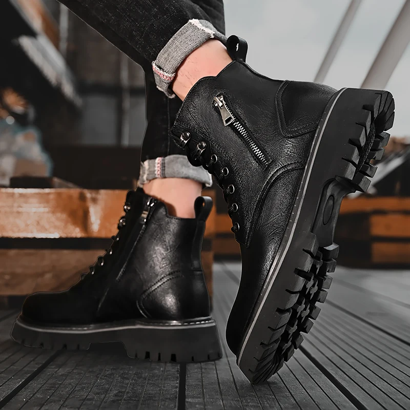 أحذية صفراء كبيرة أحذية عالية الجودة: أحذية رجالية من الجلد الطبيعي للخريف، 2024 نعل داخلي جديد لزيادة الارتفاع ونعل سميك أنيق #4