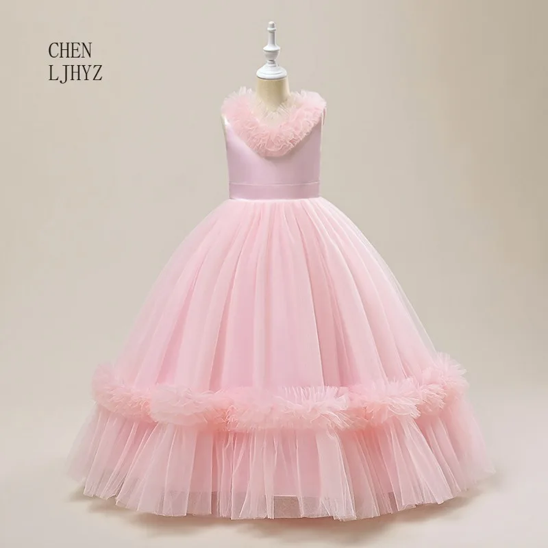 New women's luxury tulle princess dress, banquet host piano performance dress