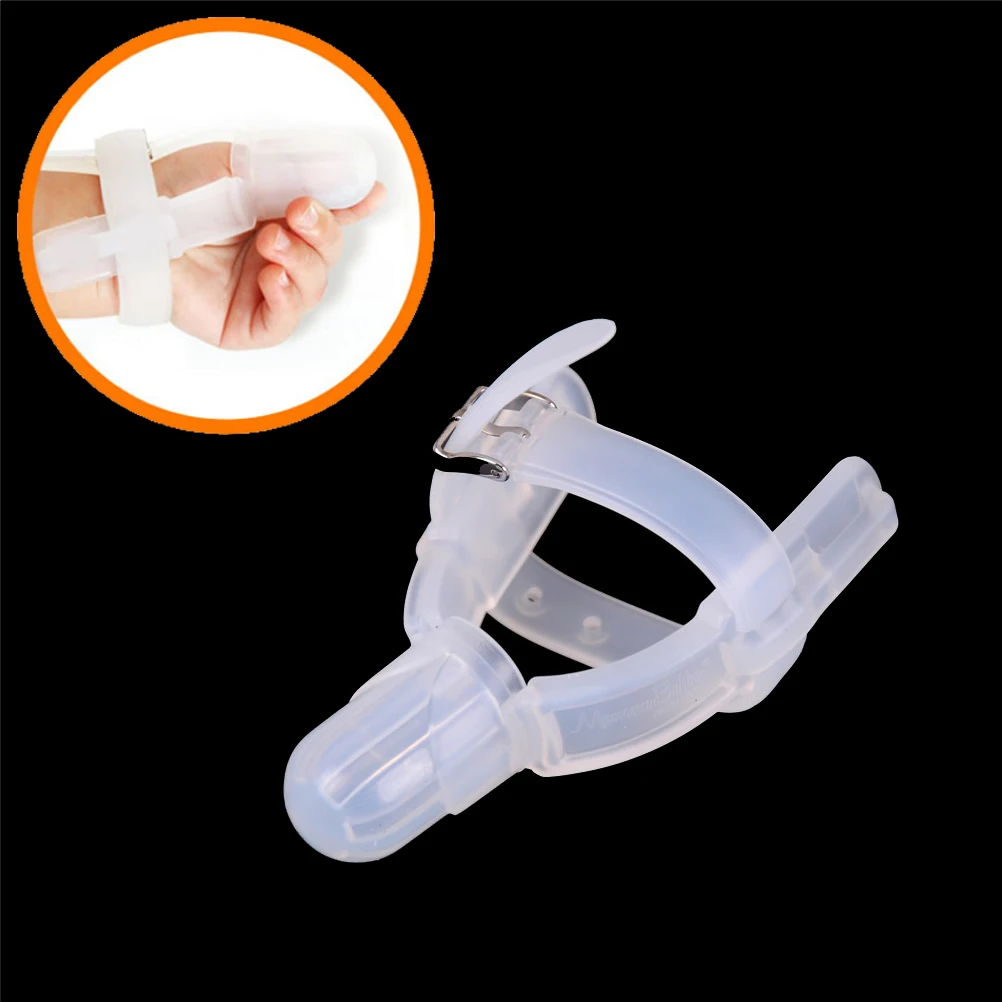 

Baby Care Silicone Healthy Thumb Gloves Prevent Stop Finger Sucking Teether