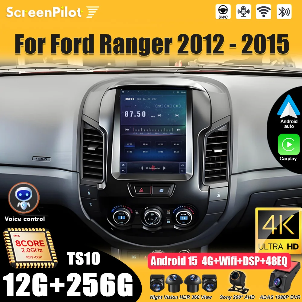 Android 16 For Ford Ranger 2012 2013 2014 2015 Car Radio Multimedia Video Player 2 din Touch Screen Bluetooth 8 Core Wifi 5G