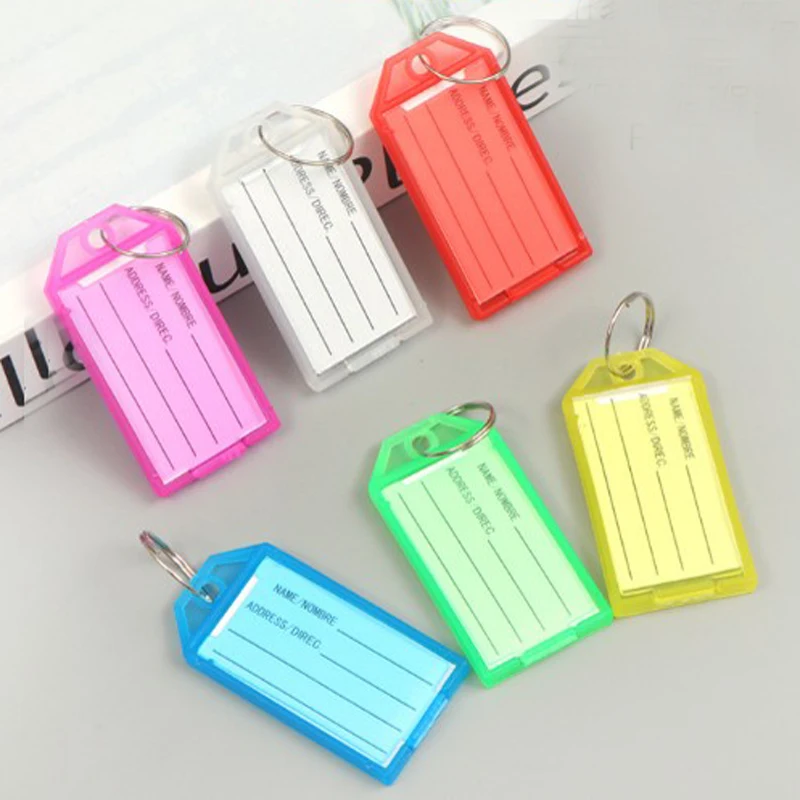 48pcs Keychain Staff Access id Card Badge Holder Office School Student Exhibition Number Tag Plastic Key Chain Key Ring Keyring