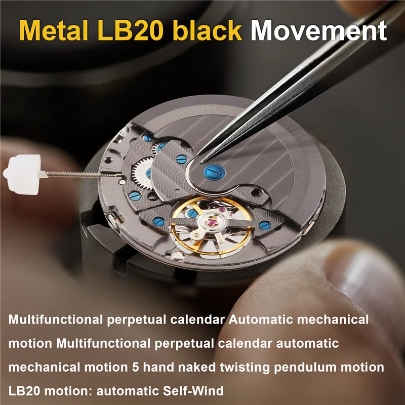 

Многофункциональный вечный календарь BOFO, автоматический механический механизм, маятниковый механизм с 5 стрелками, голый торсионный механизм LB20