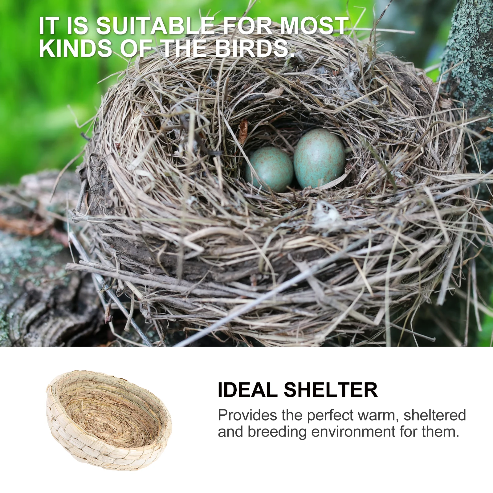 

2pcs Corn Straw Nests Hand Woven Breeding Durable Natural Pet Egg Nests Pigeon Keeping Accessories Bird Cages Homes