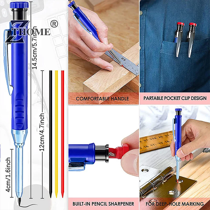 

Carpenter Mechanical Pencil With Sharpener For Woodworking Construction Long Head Carpenter Pencil