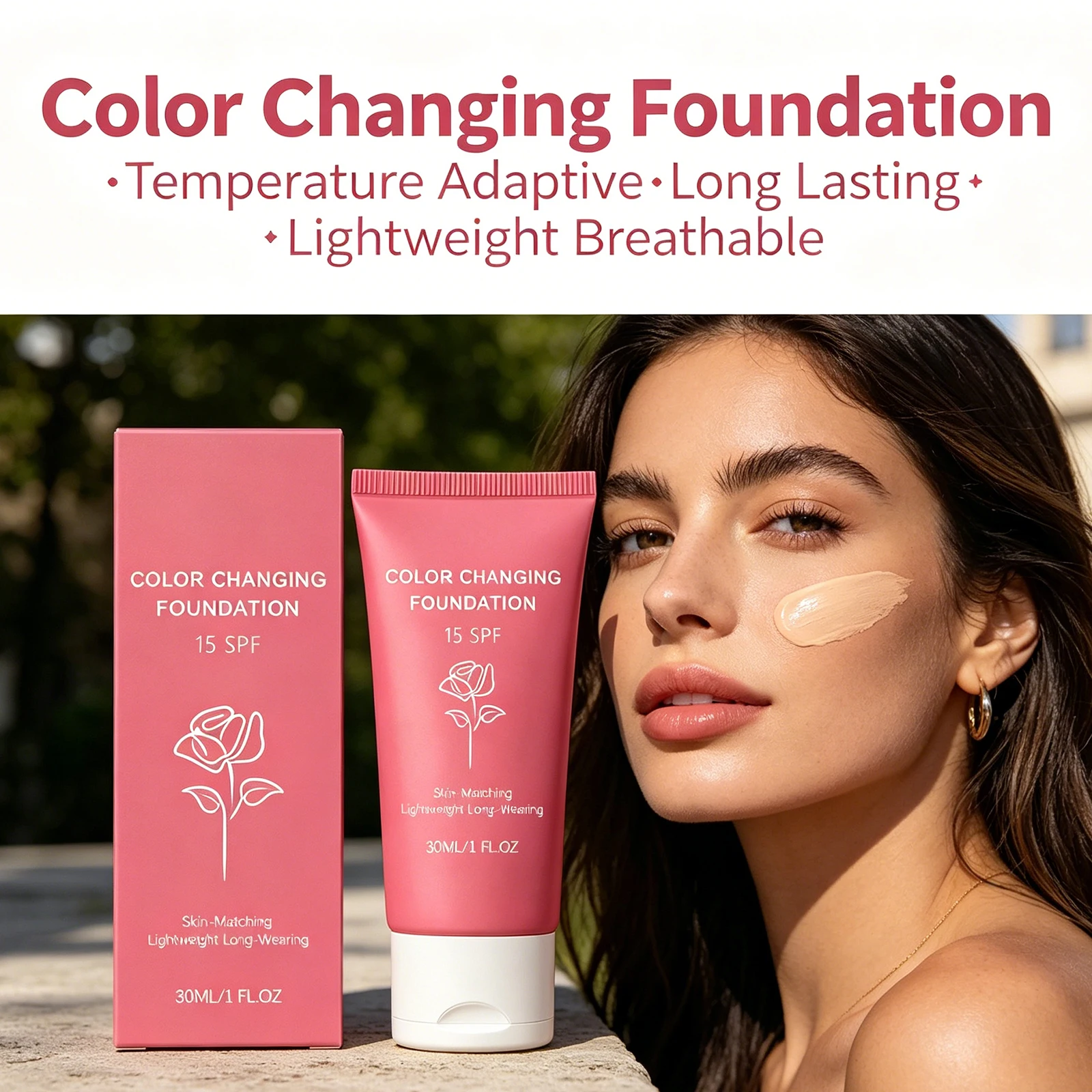 Color Changing Foundation Temperature Adaptive Long Lasting Flawless Lightweight Smooth Base Makeup Waterproof Base Concealer