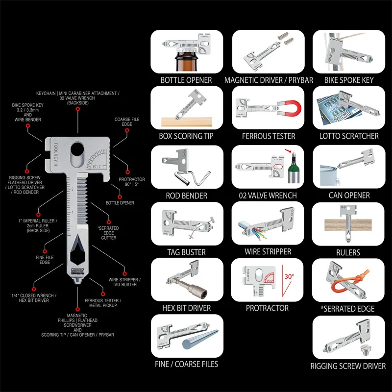 Titanium Alloy Multifunctional Portable Compact Tool Keychain Pocket Cutter Screwdriver Multi Tool Camping Survival Kit