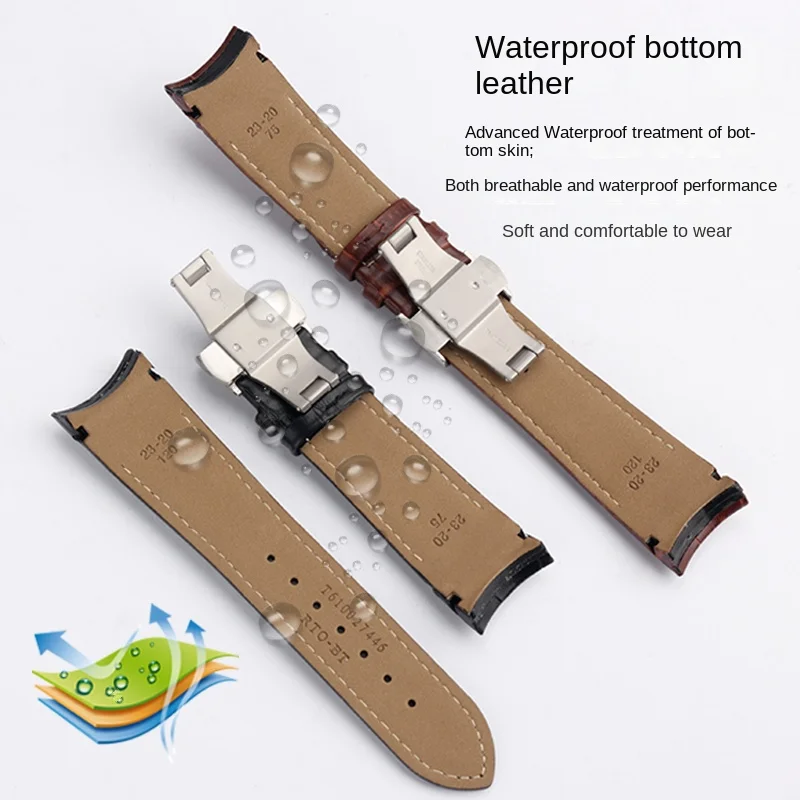 Genuine Leather Watch Band For Tissot 1853 COUTURIER T035 T035407A T035617 627 T035439 Men Curved Strap 22mm 23mm 24mm Bracelet