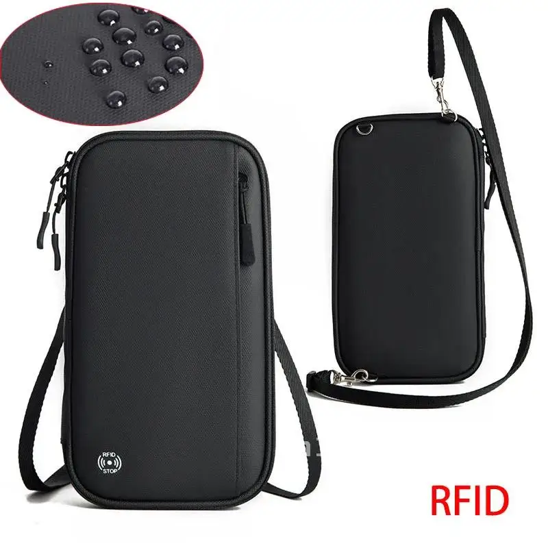 

Anti-Theft Travel Passport Wallet Neck Bag Women Men RFID Phone Card Waterproof Nylon Blocking Crossbody Bag Pouch Mini Handbag