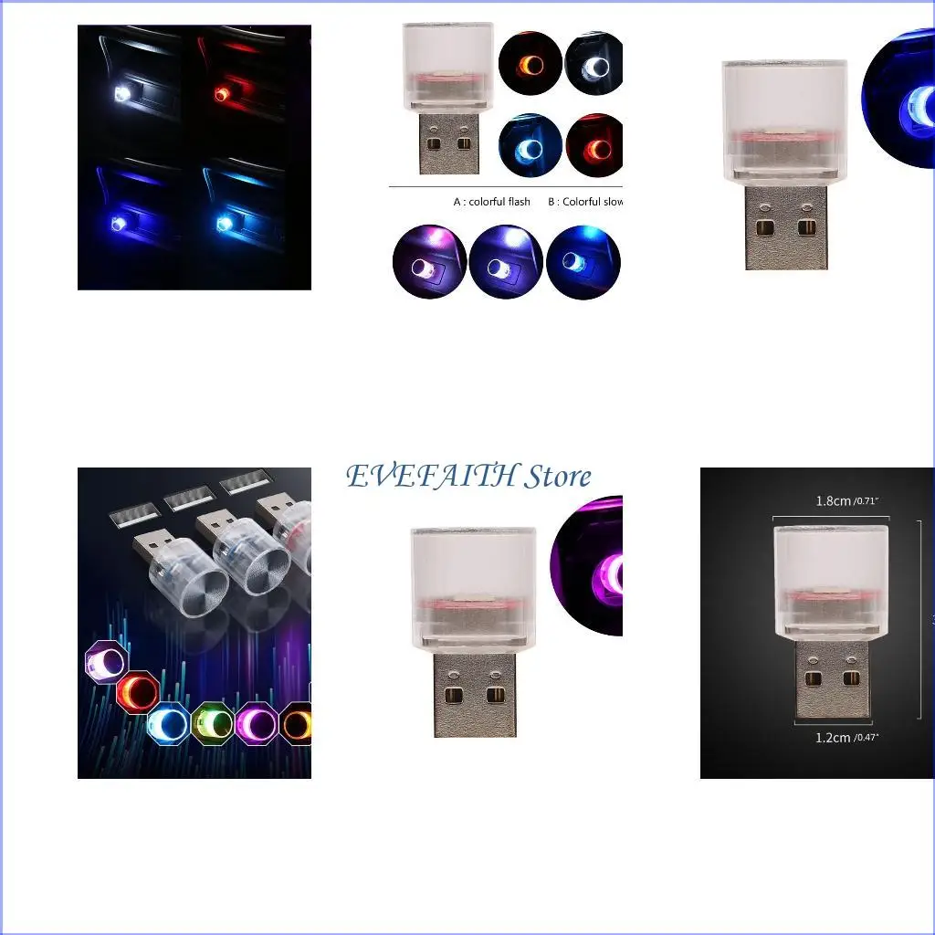 

124B USB LED Night Lights Car Interior Lamp Auto Decoration Lights