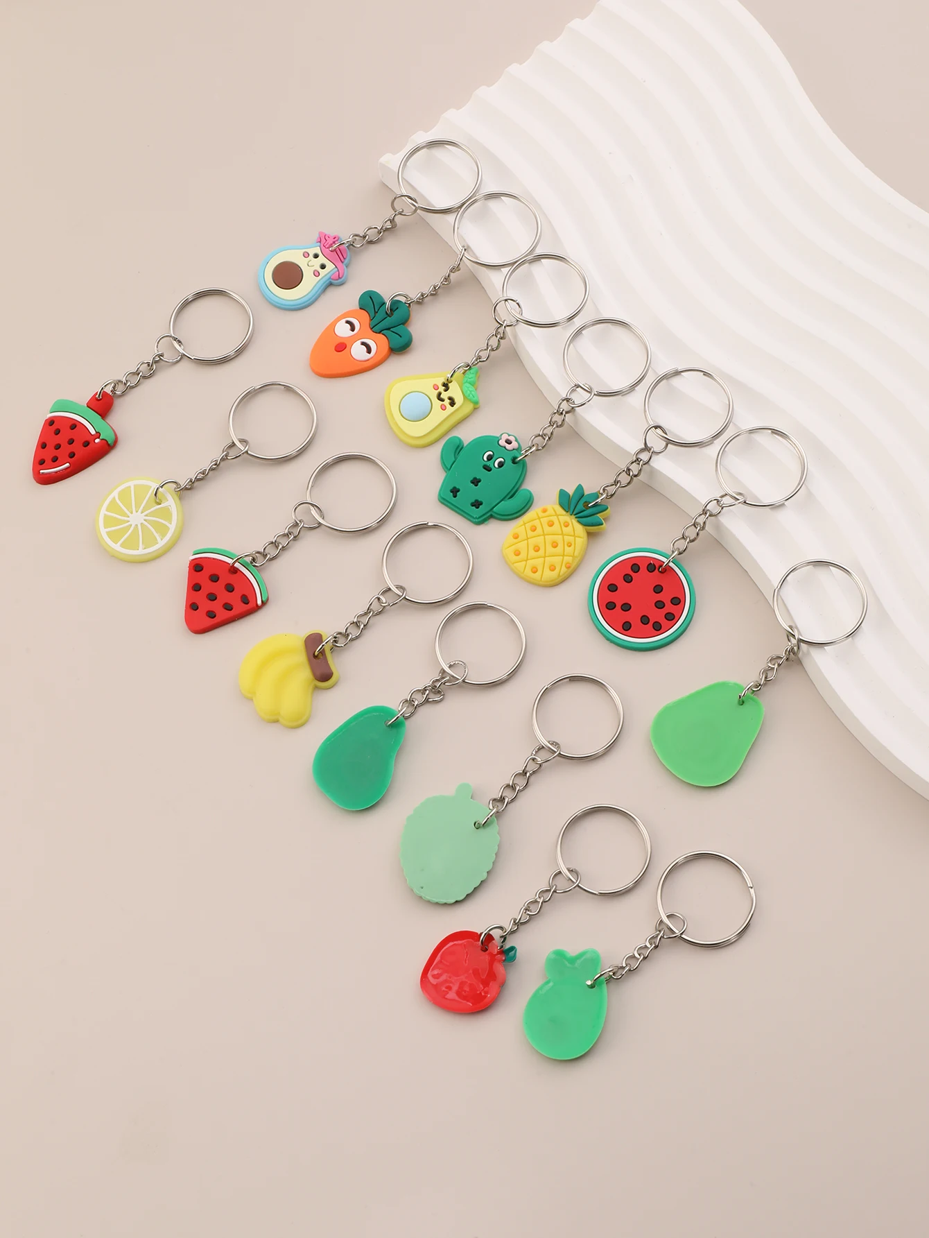 16pcs Cute Summer Fruits Watermelon Keychain  Favors Goodie Bags Gifts  Birthday Party Keyring