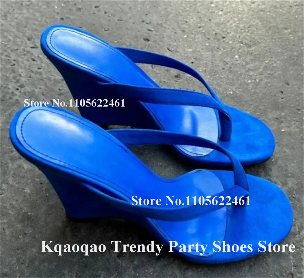Kqaoqao Black Silver Gold Patent Leather Wedge Slippers Sexy Clip Toe Slip On Wedge Heel Sandals Summer High Heel Wedges - view 4
