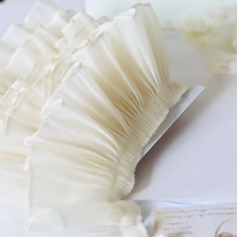 Seersucker beige largo 10 cm Materiale fatto a mano fai-da-te Nuovi accessori in pizzo per abiti da principessa per ragazze