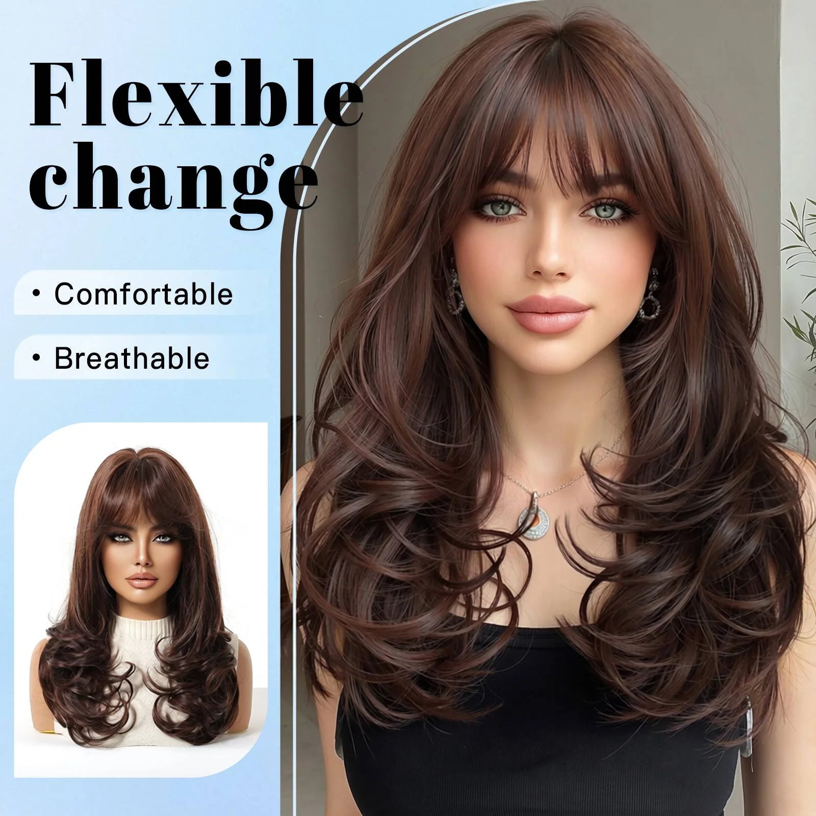 Long Wavy Brown Caramel Honey Synthetic Wig Heat Resistant Fiber Natural Looking Soft Hair for Women Daily Party Cosplay