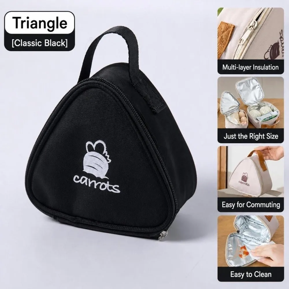 Mini Breakfast Bag Triangular Shape Waterproof Material Insulated Lunch Bag Handheld Style Thickened Design Lunch Carry Bags