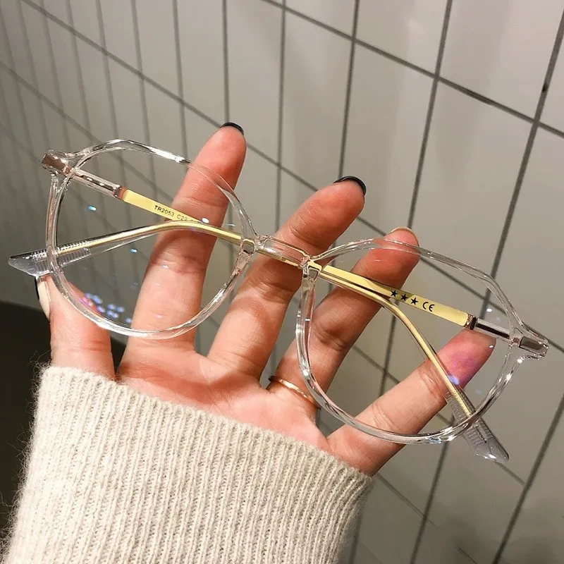 Runde Brillengestelle für Damen, einfache Blaulichtfilter-Brille, leicht und tragbar, geeignet für den täglichen Weg zur Arbeit