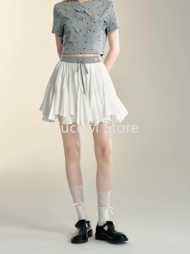 Woman New Harajuku White Ruffles Sweet Y2k Mini Skirt Spicy Girls Korean Fashion Slim Skirt Casual Outfits A-line Skirt Chic