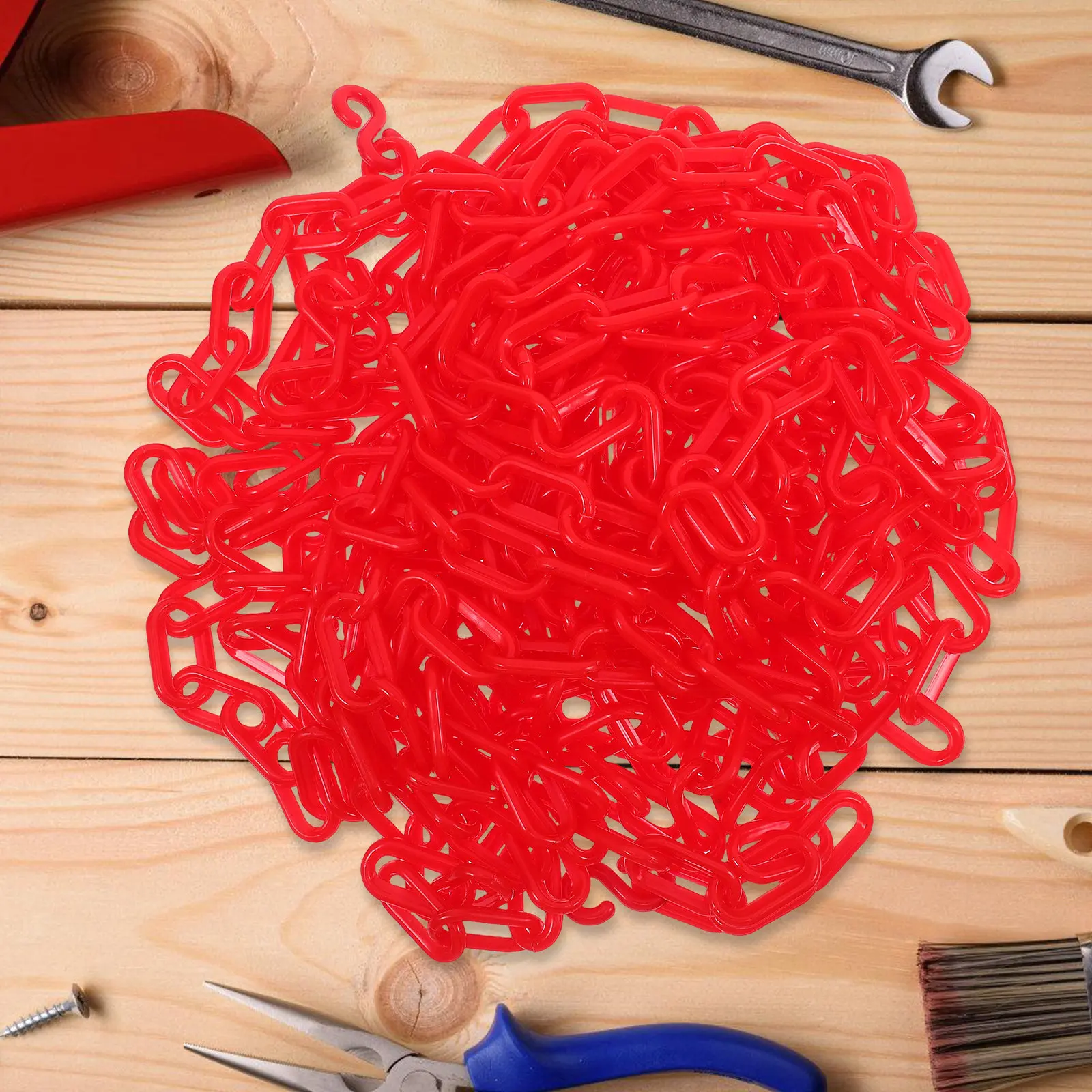 

Red Plastic Safety Barrier Chain Link Weather Resistant Warning Security for Traffic Crowd Control Construction Parking Lots