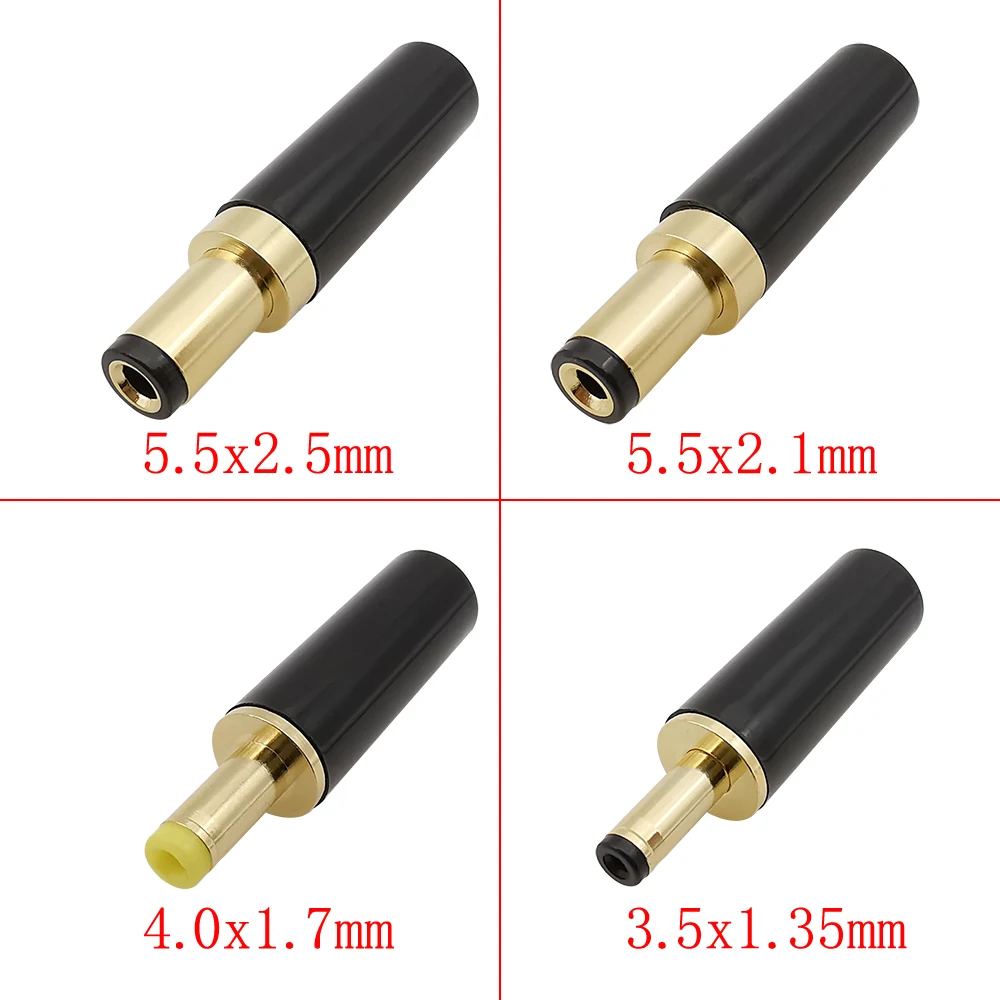 2 шт. Штекерный разъем питания постоянного тока 5,5x2,5 мм 5,5x2,1 мм 4,0x1,7 мм 3,5x1,35 мм, переходник, позолоченный штекер постоянного тока, паяльный провод «сделай сам»