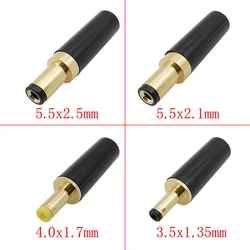 2Pcs DC Power Male Plug 5.5 x 2.5mm 5.5 x 2.1mm 4.0 x 1.7mm 3.5x1.35mm Adapter Connector Gold Plated DC Plug Soldering Wire DIY