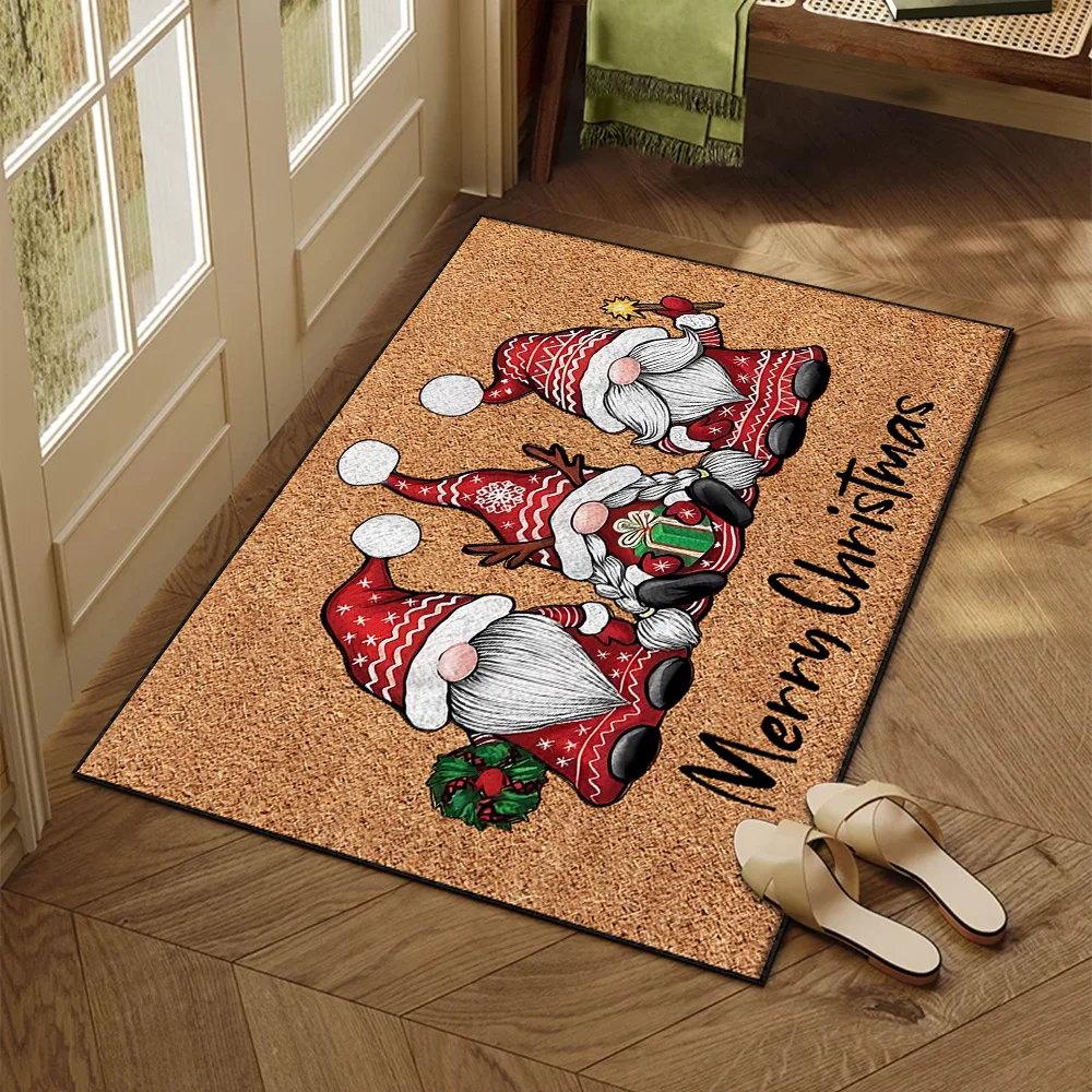 Christmas Santa Snowman Gnomes Entrance Doormat Kitchen Bathroom Foot Mat Living Room Bedroom Carpet Home Decoration Area Rug