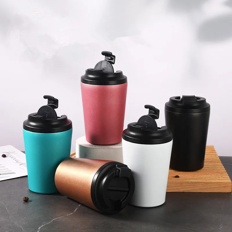 350ML Creative 304 Stainless Steel Travel Mug Coffee Mug Double Wall Vacuum Insulated Tumbler Wide Mouth Tea Cup with Lid