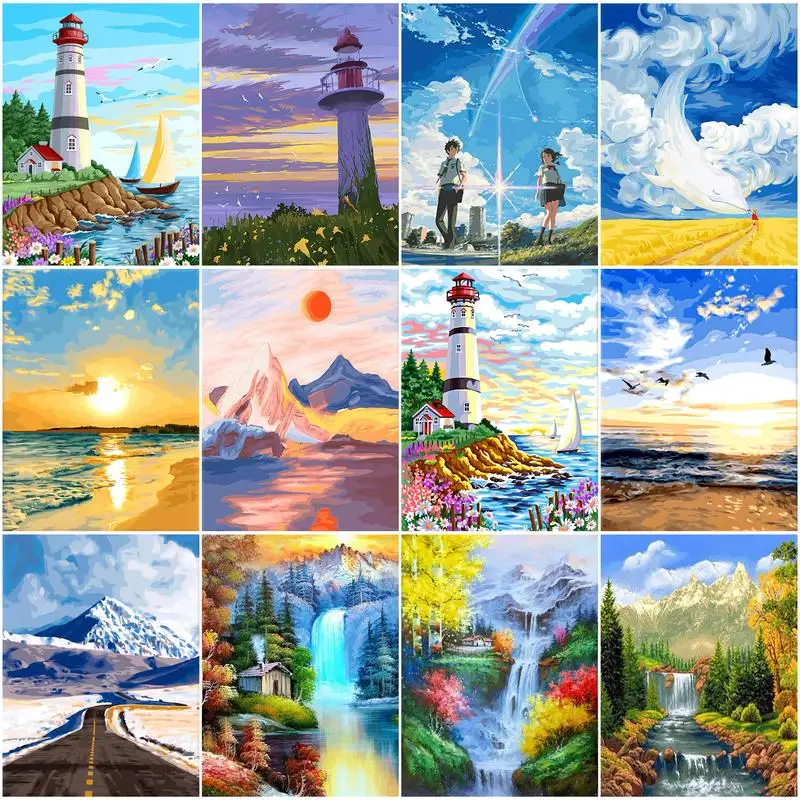 

CHENISTORY Painting By Numbers Beautiful Sky Picture Acrylic Paints Pictures By Numbers Scenery Painting Home Decor