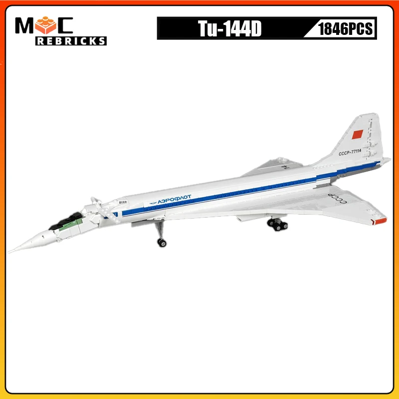 

MOC Military Transport Airplane Tu-144D High-Speed Passenger Aircraft Technology Building Blocks Model Kid's Bricks Toys Gifts